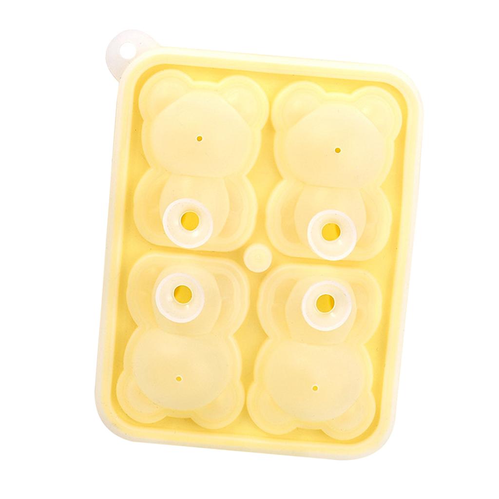 Little Bear Shape Ice Mold 4 Grids Silicone Ice Block Mould for Making Ice Cream Cake Candle