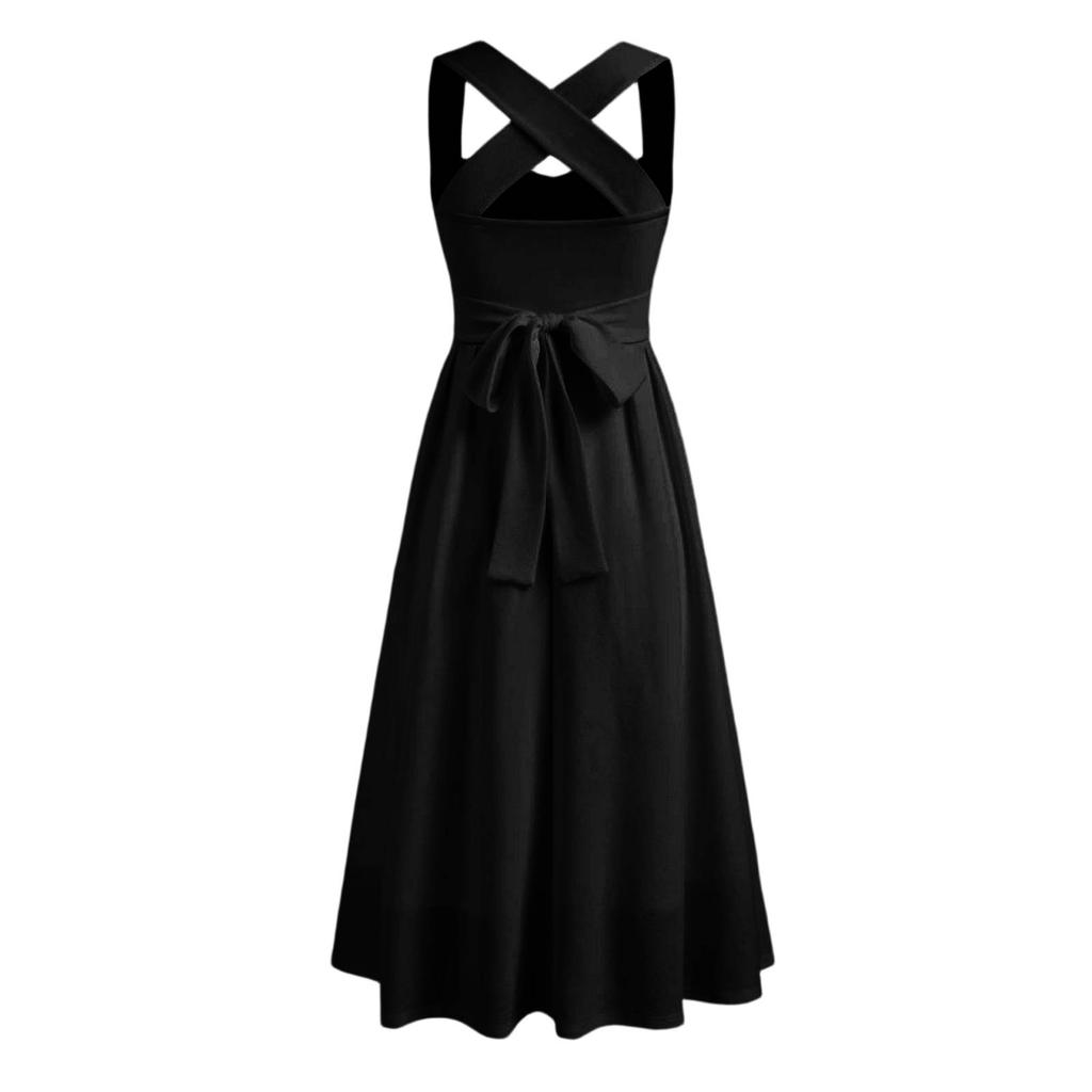 Trendy Women's Square Neck Spaghetti Strap Cami Dress - Sleeveless Color Fitted Waist Summer Casual Dress for Women 20
