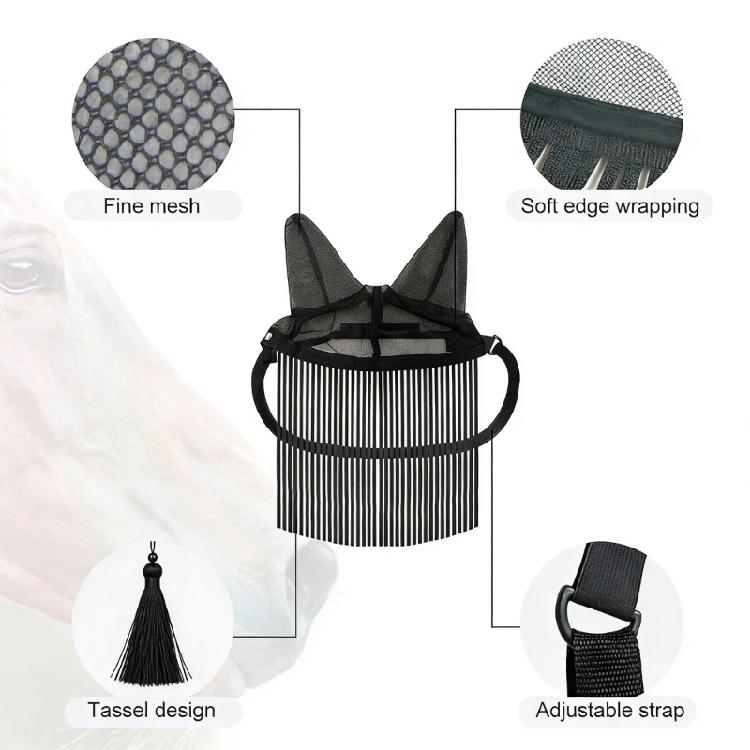 Strong Dark Fly Cover For Equines Offering Breathable Openwork Structure And Gentle Inner Lining