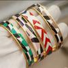 316L Classic Stainless Steel Oil Painting Flower Bracelet for Women Elegant Bangles Rust-proof Geometric Bangle Wrist Jewelry