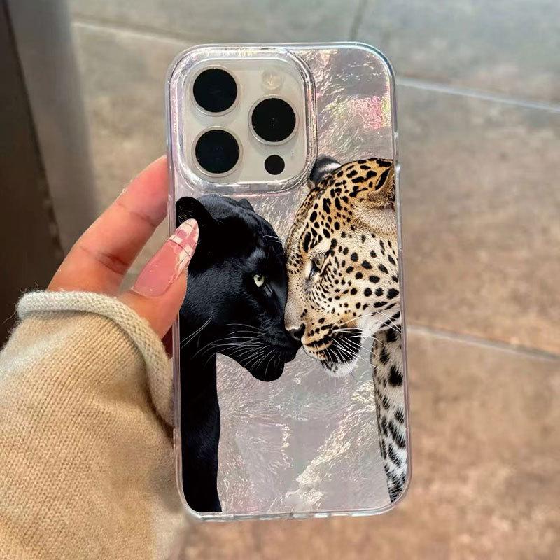 Leopard Print Glacier Shell iPhone Case for Apple 17, 16, 15 Plus & 14 Pro Max