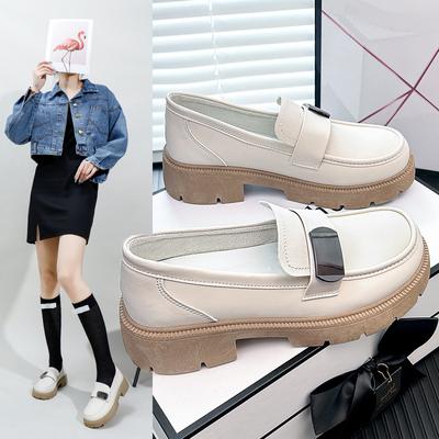 Damskie codzienne buty na platformie Grube mokasyny Wsuwane buty na płaskim obcasie PU Skórzane buty typu Penny na niskim obcasie Praca biznesowa Mokasyny z okrągłymi noskami Eleganckie buty na płaskiej podeszwie dla kobiet