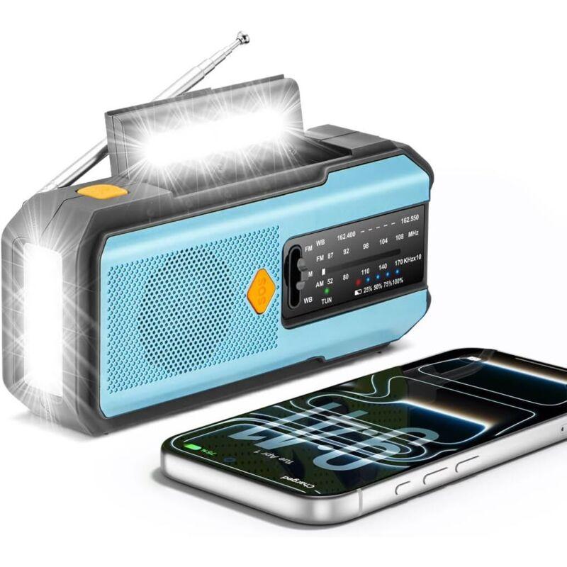 Solar Hand Crank Emergency Radio 2000/5000mAh, LED Lamp, SOS Alarm, Waterproof Power Bank for Outdoor Use