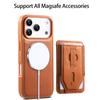CASENEO For iPhone 17 Pro Magnetic Case with Detachable Card Slot TPU PU Leather Silicone Wristband PC Drop-proof Phone Cover Compatible with MagSafe
