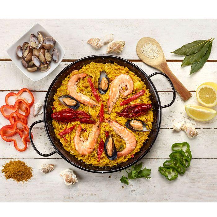Poêle À Paella Induction 28 Cm, Acier Émaillé, Pour 3 Portions De Paella Briebe Levante Noir 02656