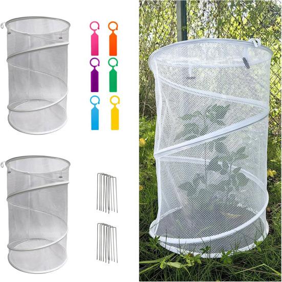 Pop-up Pflanzen-Insektenschutznetz Rundes faltbares Pflanzenschutznetz Maschennetz Gartennnetz mit Erdspießen für Gemüse Schutz vor Vögeln Insekten