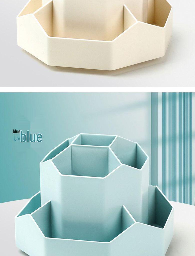 Nine-Grid Rotating Pen Holder, Upgraded Large Capacity, High-End Desktop Organizer, Multifunctional Luxury Storage Box