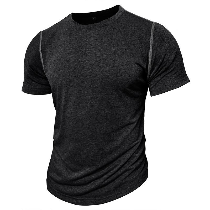 Mens American Style Solid Color Crew Neck Short Sleeve Casual T Shirt