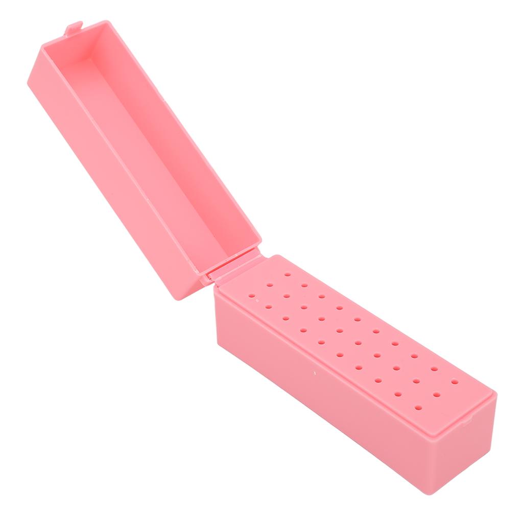 30 Holes Nail Drill Bits Holder Dustproof Acrylic Cover Manicure Tools Space Saving Nail Grinding