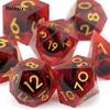 7 Pcs Red Eyeball Golden Number Sharp Edge Resin Dice Polyhedral Dice Suitable For Role-Playing Dice PropBoard Game