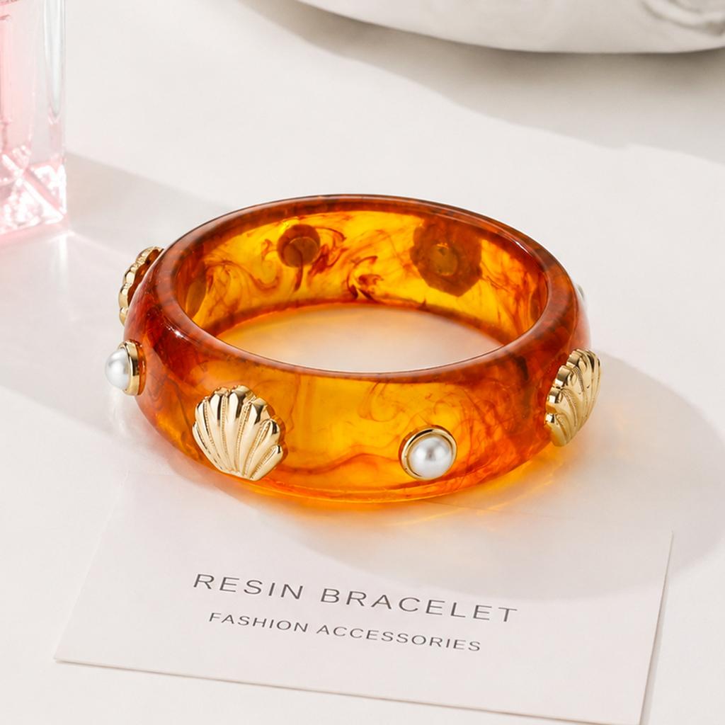 European and American new fashion popular resin sticky pearl shell bracelet personalized design bracelet jewelry