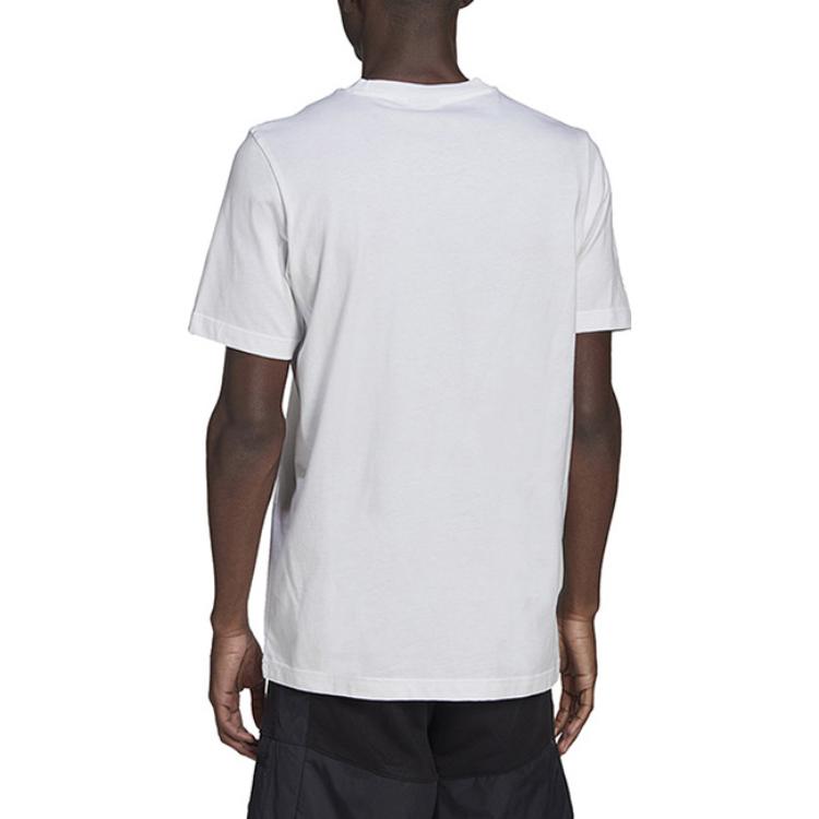 adidas T-shirt da uomo con stampa logo Trefoil grande, girocollo, bianca HE9510