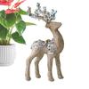 Christmas Reindeer Statue Christmas Glitter Flocked Sculpture Table Decoration Statue Crafts For Collectors Photography Home