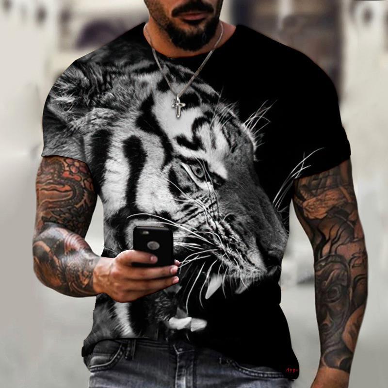 New Summer Men's Fashion T-shirt Fierce Tiger Printed Men's T-shirt Top