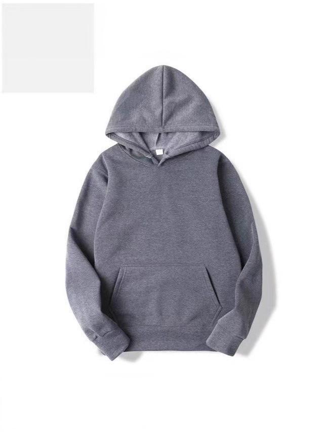 Unisex Solid Color 220g Fabric Hooded Sweatshirt - European Size, Loose Fit, Trendy Casual Hoodie.