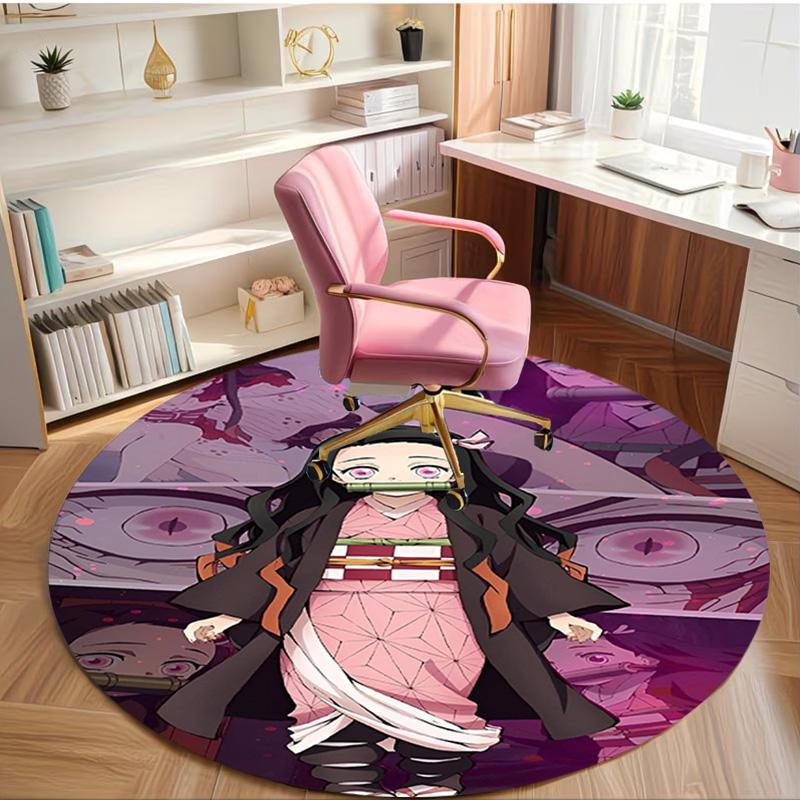 Demon Slayer Print Round Rug, Washable Floor Carpet, For Entryway Dorm Laundry Room Office Study, Home Decor Birthday Christmas Gift