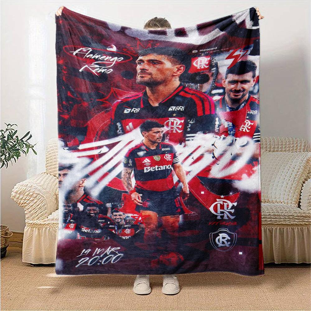 Flamengo Football Team Art Collage Print Fleece Blanket Soft Warm Throw Blanket Sofa Couch Bed Home Decor For Soccer Fans
