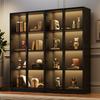 Glasvitrine mit App-gesteuerter LED-Beleuchtung, 4-türiger Schrank mit rollbaren Einlegeböden, Hoher Wohnzimmerschrank, Badezimmerschrank