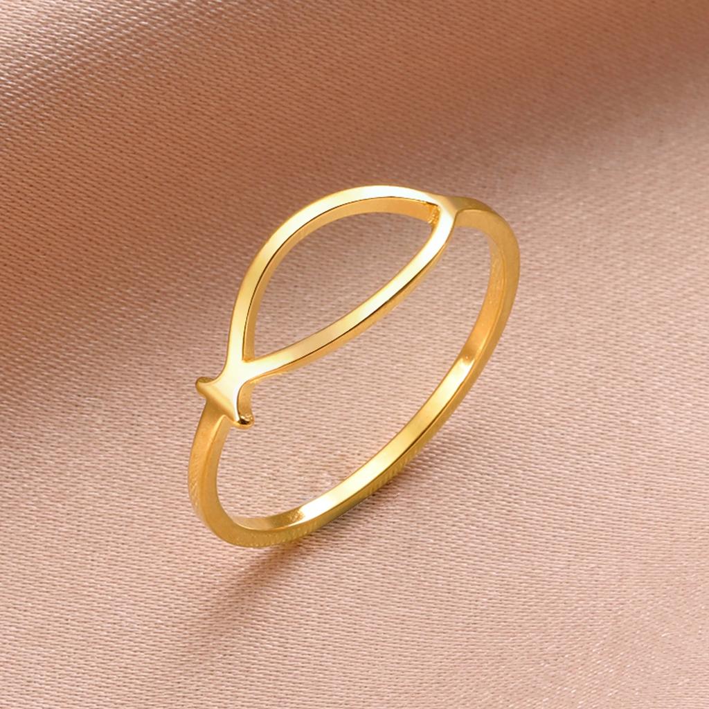 Christian Jesus Fish Ring for Women Stainless Steel Ichthys Amulet Ring Minimalist Religious Jewelry Birthday Gift