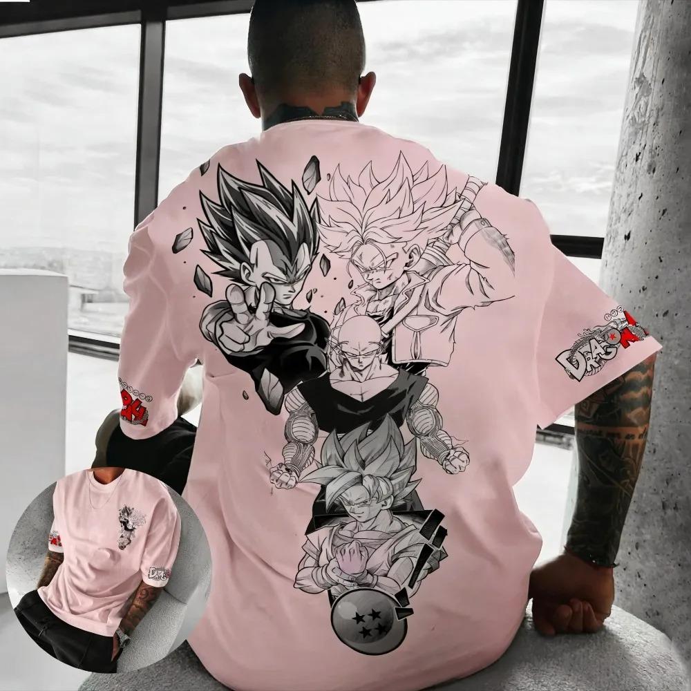 Dragon Ball Z Super Saiyan Group Graphic Dual-Sided Oversized T-Shirt Vintage Anime Harajuku Streetwear Unisex Casual T-shirt