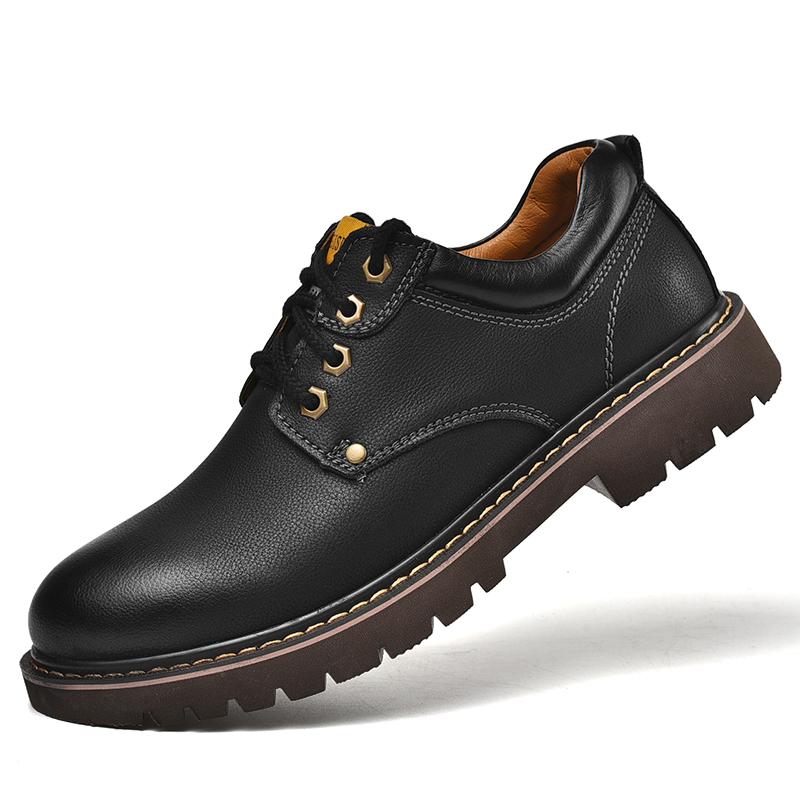 Newest Spring Genuine Leather Shoes Men Lace Up Thick Bottom Outdoor Wear-Resistant Tooling Male Shoes Casual Sneakers Men Footwear
