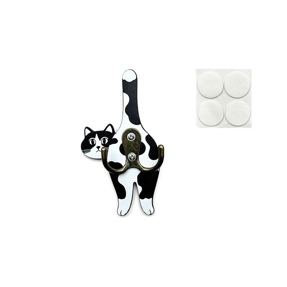 Wall Mounted Cat Butt Tail Key Rack Wooden Key Hanger Cat Shaped Wall Hook  Bathroom