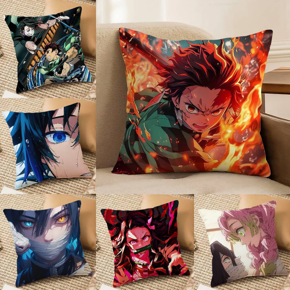 Demon Slayer Tokito Muichiro Anime Plush Pillow Cover Soft Short Plush Cushion Cover For Sofa Bedroom Home Decor Gift Decoration