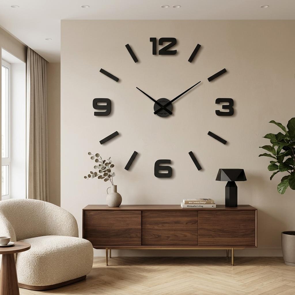Black EKO Stick-on Wall Clock 130cm