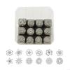 12 Stück Metallbuchstaben-Set 1/8” 1/4” Stahlblumenstempel-Set Stempelwerkzeug zum Prägen von Metall, Lederhandwerk