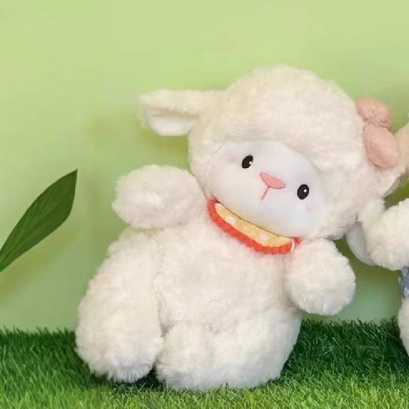 

Cute Sheep Plush Toy Stuffed Doll Cartoon Living Room Bedroom Decoration Gift Bow