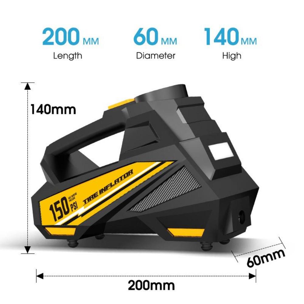 Przenośna pompka do opon 150 PSI ze światłem LED - Cyfrowa pompa kompresora powietrza do samochodu, motocykla, roweru - Półautomatyczna, trwały materiał ABS