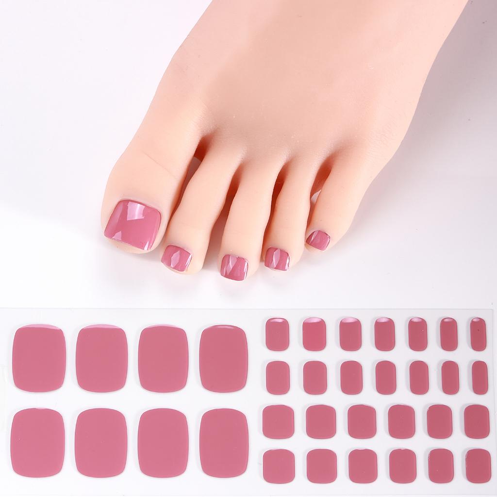 34tips UV Free Gel Toenail Sticker Solid Full Cover Gel Toenail Wraps Self-Adhesive Foot Nail Art Decoration