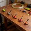 ICERIO 10PCS Lifelike Egg Bead Treble Hooks Glow Ice Fishing High Carbon Steel Sharp Barbed Fishing Hooks for Trout & Salmon