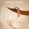 Peach Blossom Natural Pink Crystal Strawberry Crystal Bracelet for Women, New Chinese Style White Crystal Fortune Bead Peach Blossom Attracting