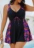 2026 Tankini Set Stampato Stiloso Taglie Forti Stile Europeo e Americano con Pantaloncini