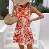 Women Summer Casual Casual Sleeveless Leaves Printed One Piece Dress