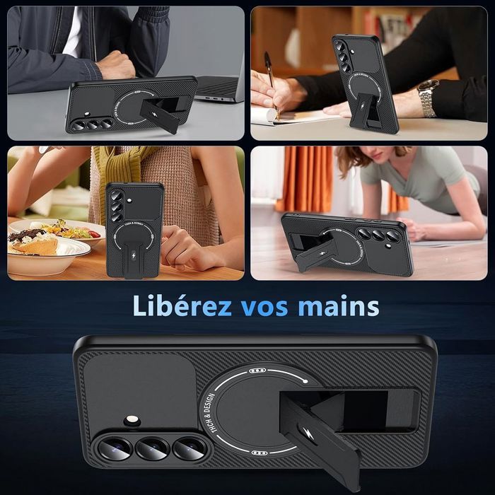 Coque pour Samsung Galaxy A56 5G, Antichoc avec Cercle Magnétique et Support - Noir