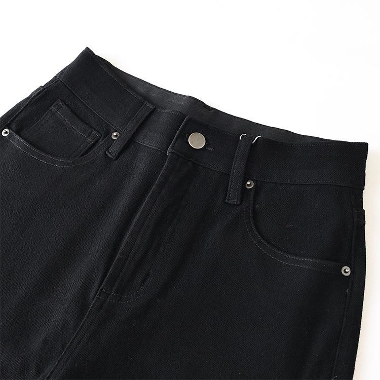 2025 Autumn/Winter Women's White High-Waisted Cropped Jeans – Petite Narrow Straight-Wide Leg Pants.