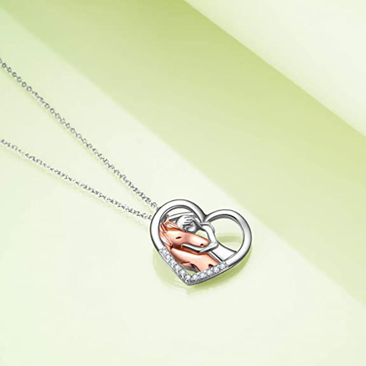 Elegant Heart Shaped Necklace With Unique Horse Design In Stylish Rose Gold Color For All Occasions