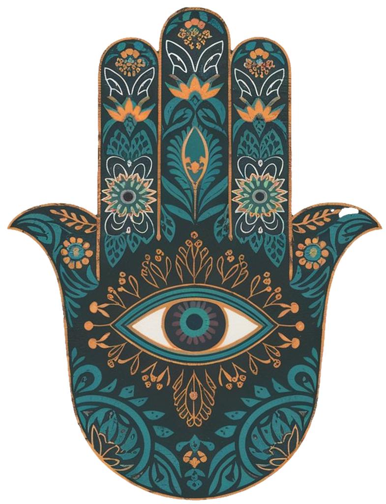Hamsa hand with eye motif women's hoodies