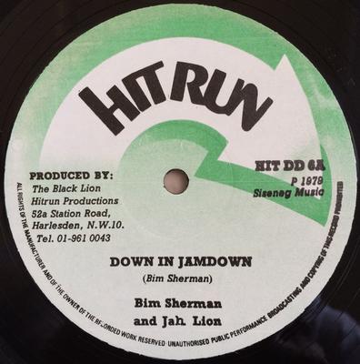12inch Record BIM SHERMAN  JAH LION  TEEM ALL S  Down In Jamdown  Version HITDD6A Hitrun 1979 Jamaica Reggae Ska  Dub Used