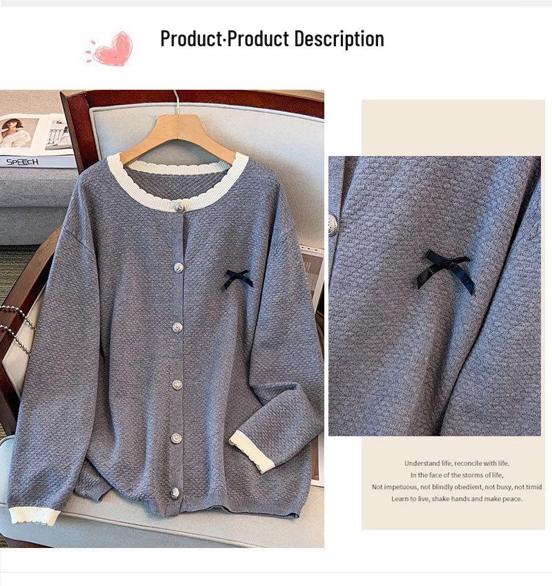 Plus Size Women's Loose Knit Cardigan, Bust 150/160 cm, 200/300 lbs - Style 8045