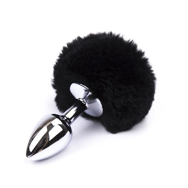 Anal Toy Butt Plug with Crystal Jewelry Smooth Touch Stainless Steel Bunny Tail Anal Plug Anal Sex Toys for Woman Men Gay