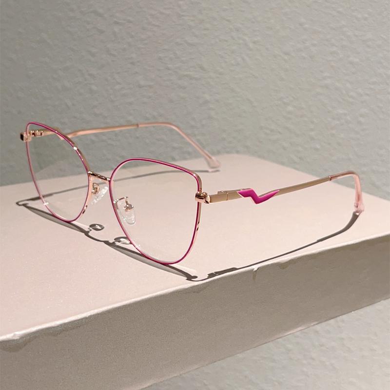 Trendy Retro Metal Cat Eye Frame Fashion Korean Style Women's Glasses Blue Light Blocking Ins Brand Design Chic Eyewear