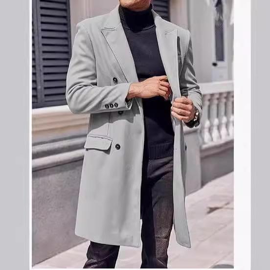 New Thick Woolen Men's Coat Large Size Long Coat