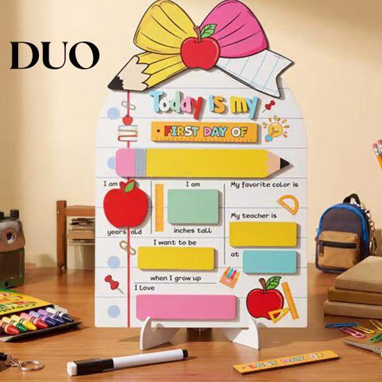 Wooden Message Center First Day of School Sign, Reusable Chalkboard Sign for Kids, Back Small Hanging Board to Decorations Supplies Kindergarten