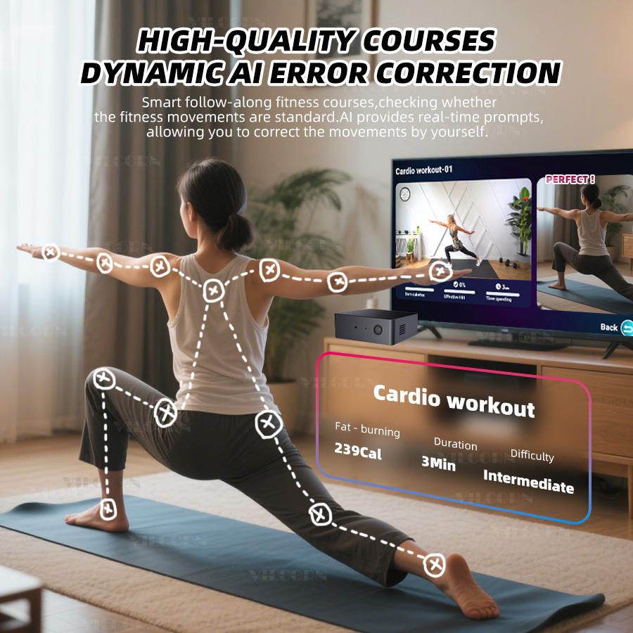 VILCORN Smartes KI-Aktives Spielsystem für Kinder & Familien Interaktive Physische Fitness-Spielkonsole mit Bewegungssensor-Spielen