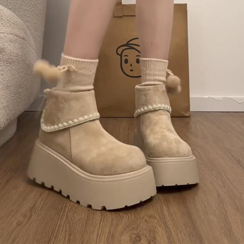 Fashion Flats Platform Women Ankle Boots Fashion Winter Suede Shoes Casual Dress Warm Snow Boots 2025 Designer Botas De Mujer Zapatos