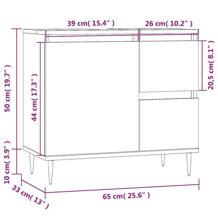 VidaXL Armoire de bain sonoma gris 65x33x60 cm bois d'ingénierie 831602