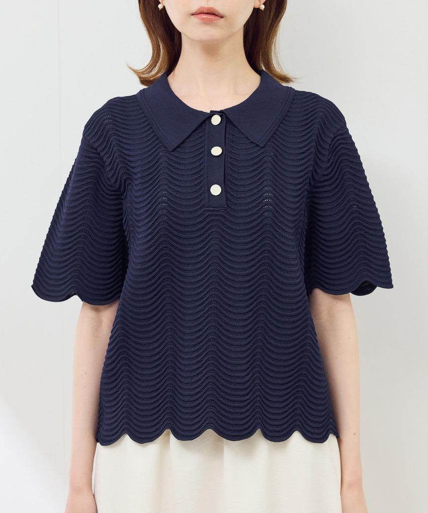 ROPE PICNIC Knit Pullover with Ripple Natural Women's Collar, GDM45030, (16)